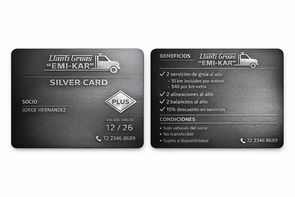 tarjeta de membresía silver llanti grúas